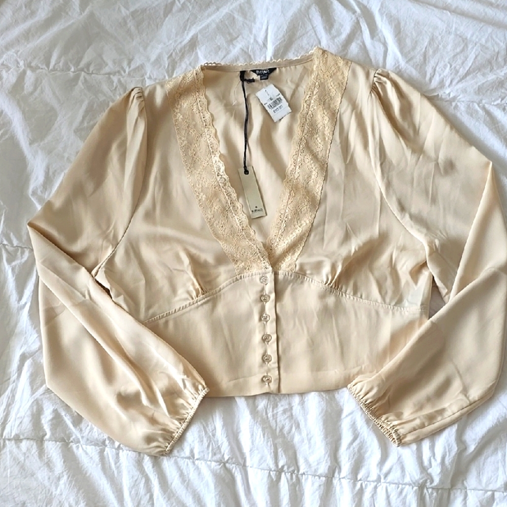Buffalo David Bitton Raquel Lace-Trim Top Size XL